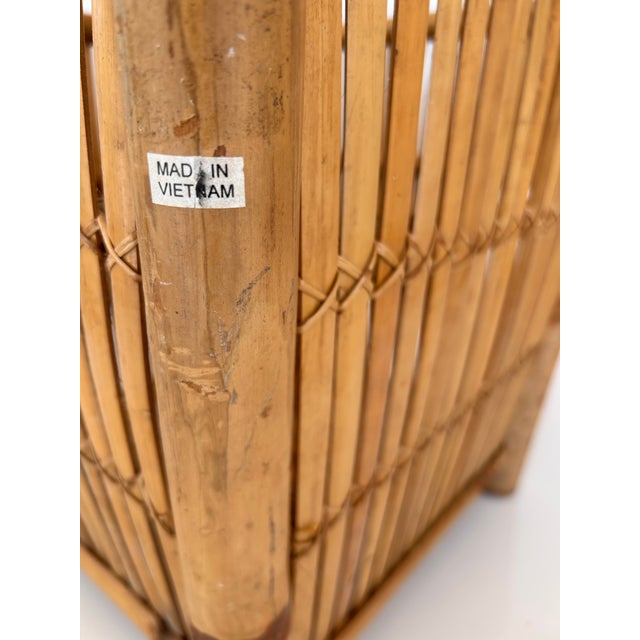 1970s Vintage Split Reed Rattan & Bamboo Planter or Basket For Sale - Image 5 of 10