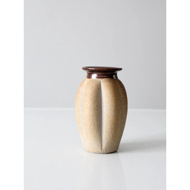 Tan Vintage Studio Pottery Vase For Sale - Image 8 of 10