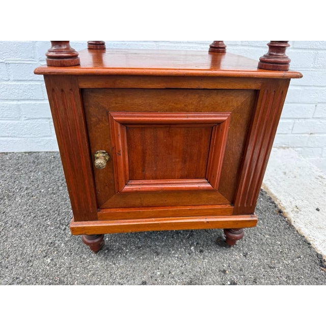 Early 20th Century Antique French Style Marble Top 2 Tier Night Stand For Sale - Image 5 of 16