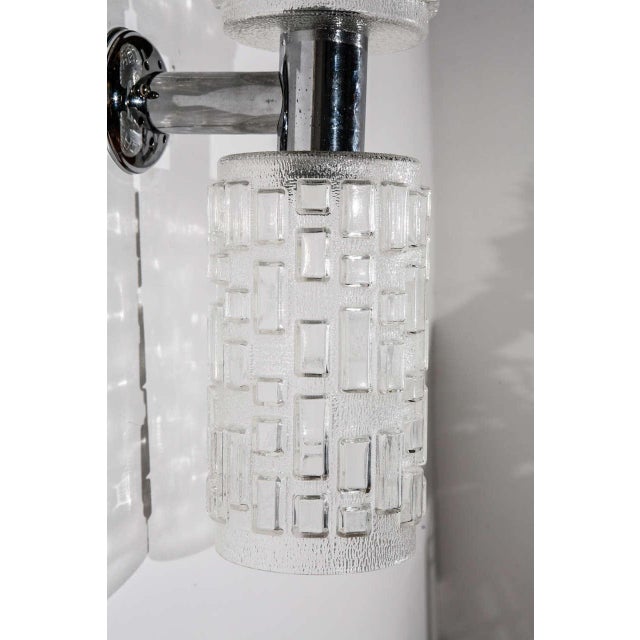 1960s Italian Glass & Chrome Wall Sconces - a Pair For Sale - Image 5 of 8