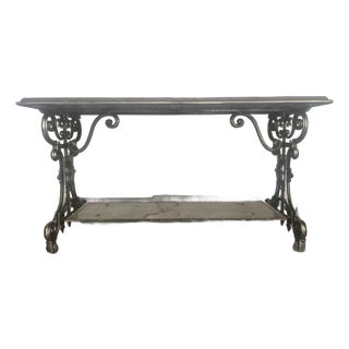 Early 20th Century Large Wrought Iron and Marble French Pastry Table For Sale