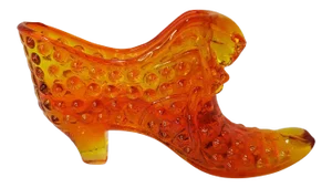 1960s Fenton Cathead Hobnail Tangerine Slipper Catchall