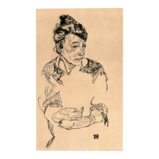 1960s Schiele Lithograph 62 Portrait of Schiele's Mother Reproduction For Sale