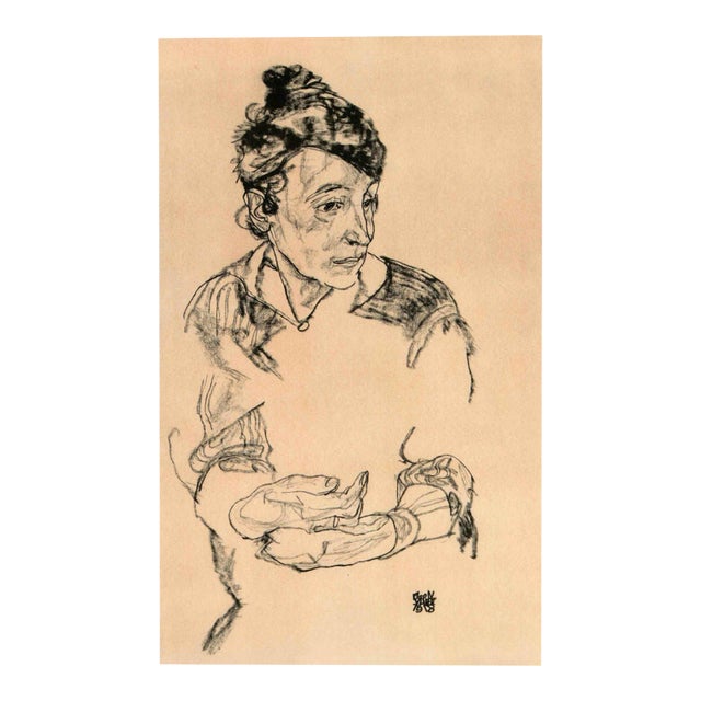 1960s Schiele Lithograph 62 Portrait of Schiele's Mother Reproduction For Sale
