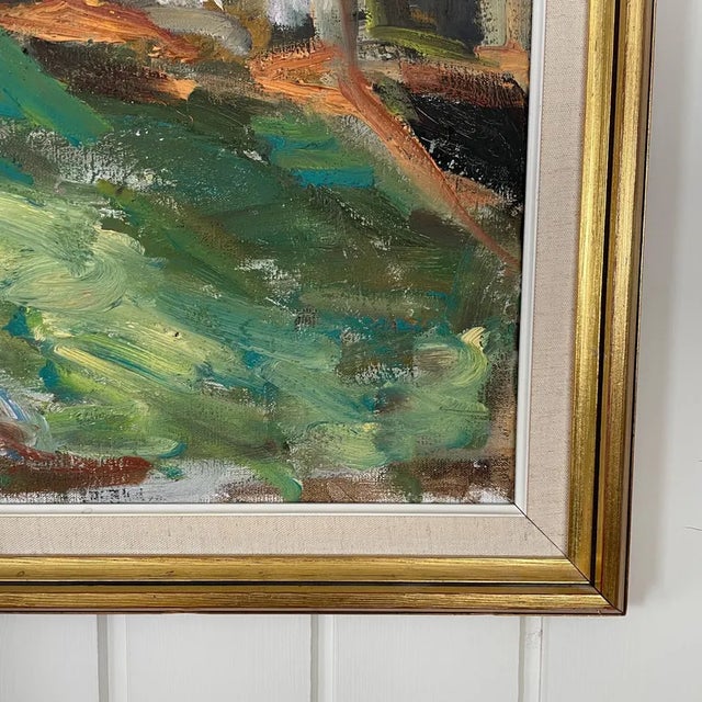 1950s Large Mid-Century Finnish Modernist Expressionist Oil Painting by Olavi Laine For Sale - Image 10 of 18