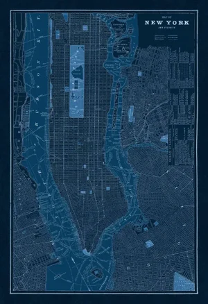 Contemporary Blueprint Map of New York City and Vicinity from 1893 (28 x 40)