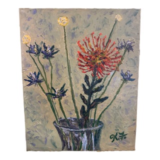 Expressionist Floral Original Oil Painting For Sale