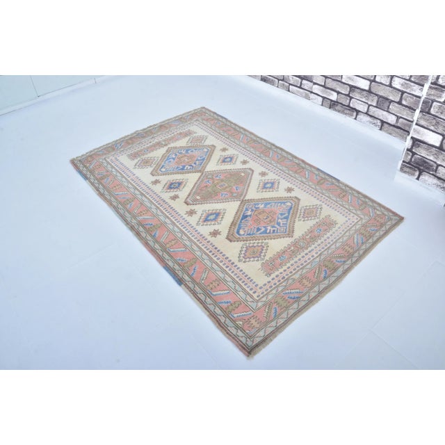 1960s Oushak Natural Bohemian Decor Handmade Area Rug For Sale In Phoenix - Image 6 of 11