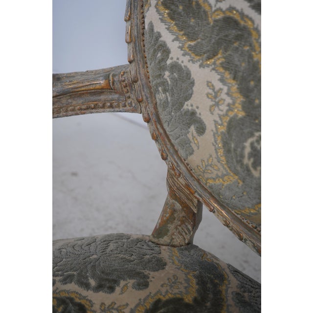 Pair Vintage French Louis XVI Painted Armchairs For Sale - Image 11 of 18
