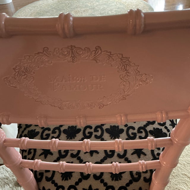 Light Pink Gucci Chiavari Gg Bees Chair With Arm Rest For Sale - Image 8 of 12