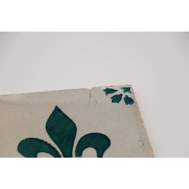 19th Century Fleur De Lis Set of Four Tiles, Antique, Portuguese For Sale - Image 9 of 12