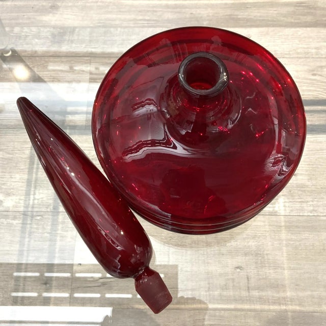 Vintage Blenko Regal Ruby Decanter For Sale - Image 10 of 12