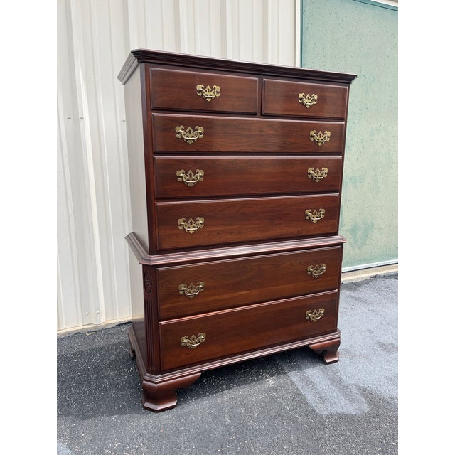 Traditional 1980s Ethan Allen Georgian Court Cherry Tall Chest of Drawers For Sale - Image 3 of 12