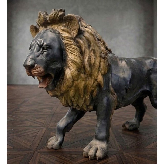 Large Bronze Sculptures of Lions, 1870, Set of 2 For Sale - Image 12 of 14