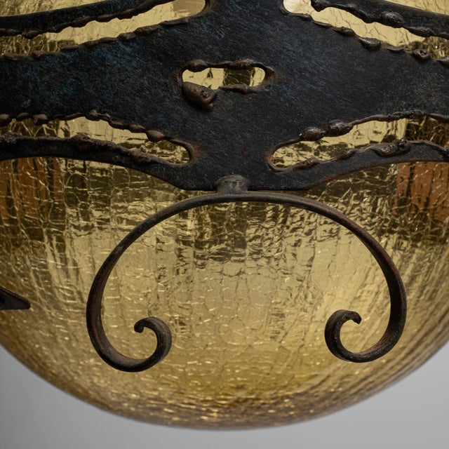 20th Century Brutalist Dutch Hammered Iron Pendant Lamp For Sale - Image 14 of 18
