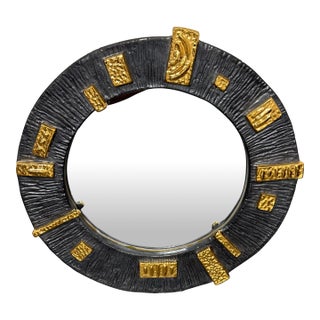 Jonathan Adler Relief Round Ceramic Mirror For Sale