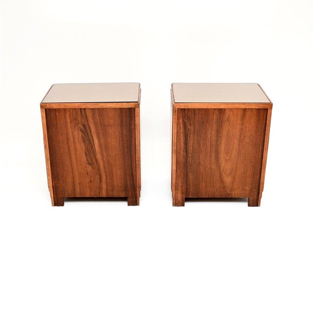 French Art Deco Walnut Bedside Cabinets, 1930, Set of 2 For Sale - Image 6 of 12