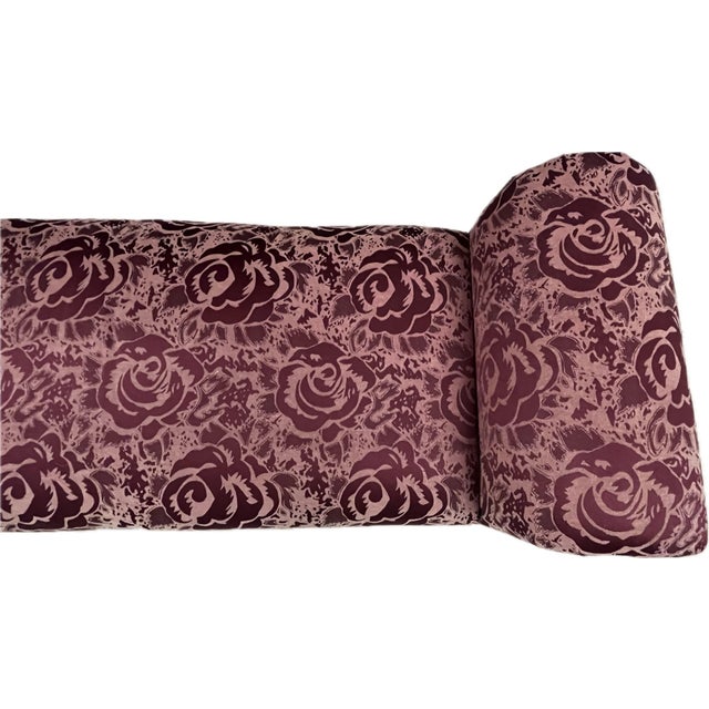 Queen Anne 1990s Classic Upholstered Window Bench With Queen Anne Legs in Burgundy Floral Fabric For Sale - Image 3 of 6