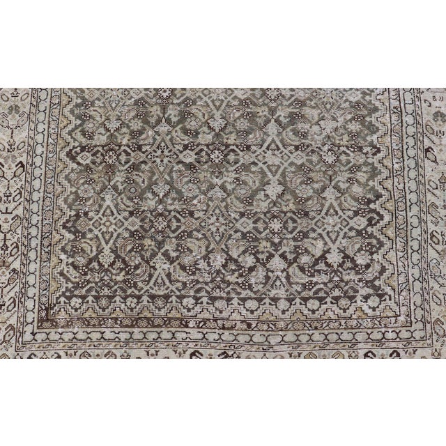 Early 20th Century Gray & Charcoal Antique Persian Malayer Gallery Rug With All-Over Herati Design 5'7 X 12'4 For Sale - Image 5 of 14