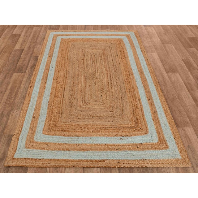 5'x7' Soft Sea Green Jute Braided Handmade Bohemian Rug For Sale - Image 4 of 11