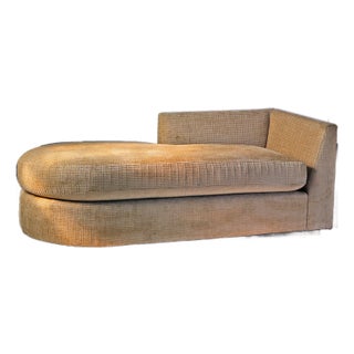 Vintage Modern Chaise Lounge in Off White Chenille For Sale