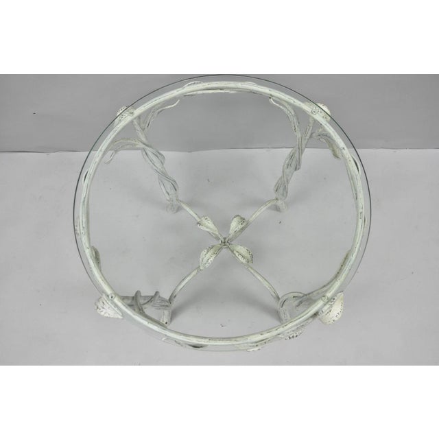 Vintage Italian Hollywood Regency Iron Leafy Scroll Round Occasional Side Table For Sale - Image 12 of 14