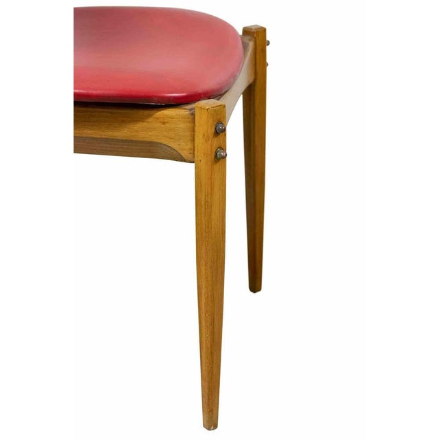 Vintage Italian Chairs in Wood and Faux Leather, 1950s, Set of 6 For Sale - Image 4 of 6