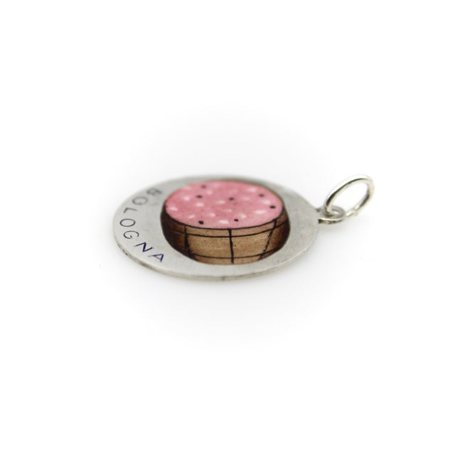 1960s Vintage 800 Silver Hand Enameled Baloney Charm From Bologna For Sale - Image 5 of 9
