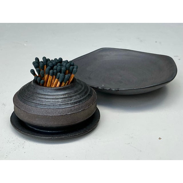 Vintage Original Studio Pottery Match Strike Set For Sale - Image 10 of 12