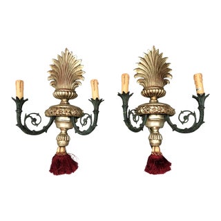 French Neoclassical Two-Light Sconces - Pair For Sale