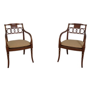 Pair Baker Regency Historic Charleston Open Armchairs For Sale