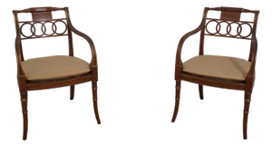 Pair Baker Regency Historic Charleston Open Armchairs