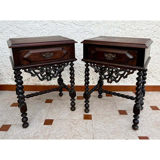 Pair of Portuguese Barley Twist Nightstands, 1940s For Sale - Image 14 of 15