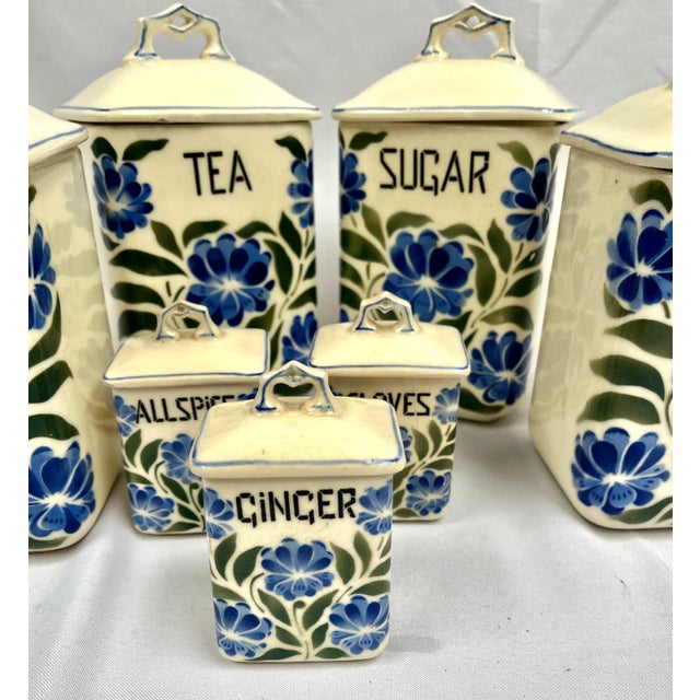 Traditional Antique Hand Painted Canister Set From Czechoslovakia For Sale - Image 3 of 9