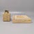 1970s gorgeous smoking set by enzo mari for f.lli mannelli in travertine and brass with ashtray and table lighter,...