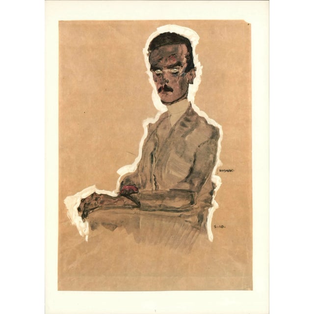 Artist:Egon Schile Title:Portrait of Eduard seated Medium:Lithograph – 7 Marks:Signed in plate Printed:1968 by Max Jaffe,...