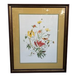 Vintage Botanical Illustration “Spring Floral” by C. Augeri, Large Framed Wall Art