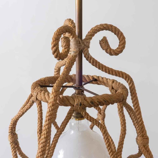 Tan 1960s Audoux Minet French Rope Lantern Pendant For Sale - Image 8 of 11