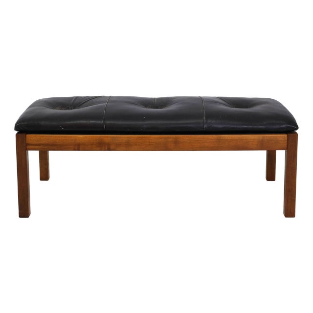 Brutalistic Danish Bench with Soft Leather Cushion, Denmark, 1970 For Sale