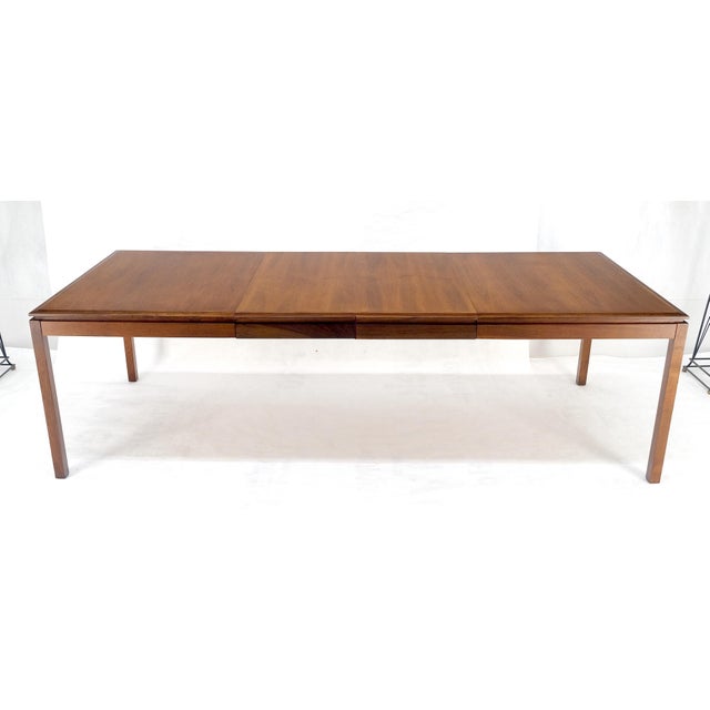 Danish Mid Century Modern Rectangle Walnut Dining Table w 2x18" Leaves MINT