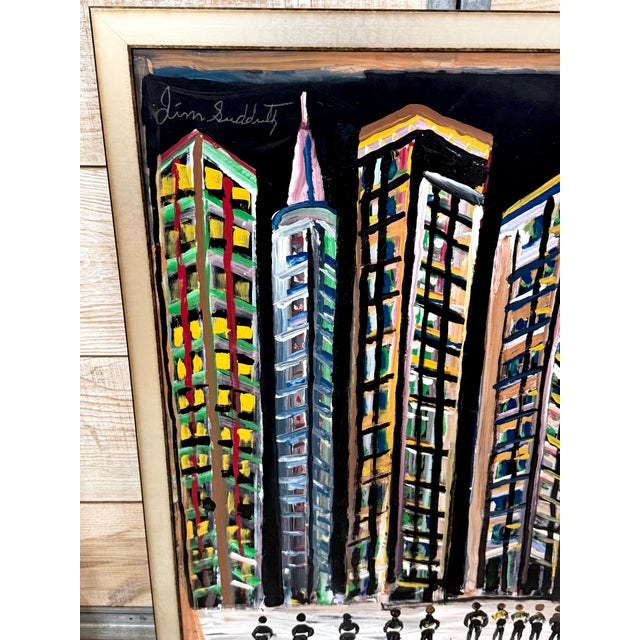 Textile Jimmy Lee Sudduth, (1910–2007) “Untitled (Evening Cityscape, New Orleans)” For Sale - Image 7 of 18