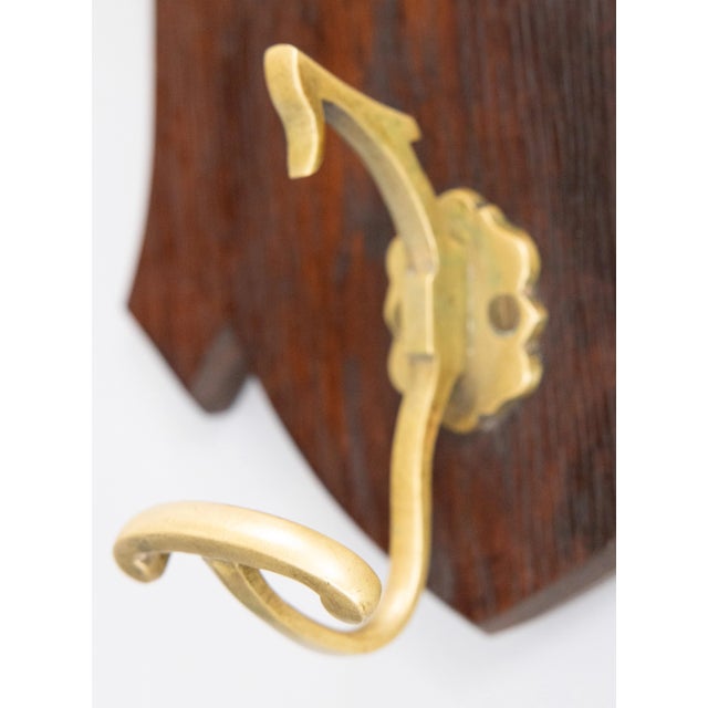 1900 - 1909 Antique Black Forest Carved Dog Head & Bronze Hook Hanger Coat Rack For Sale - Image 5 of 8