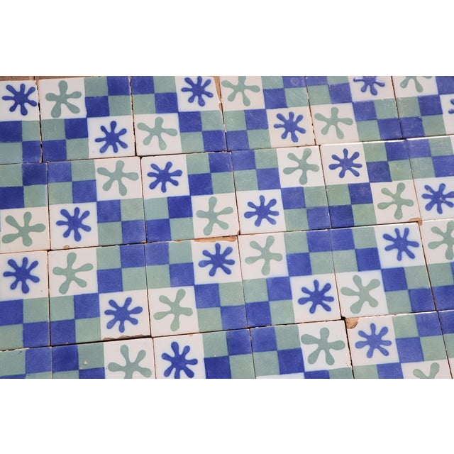 Baroque 1900s Set of Sixty Antique Tiles, Green, Dark Blue and White, Portuguese For Sale - Image 3 of 18