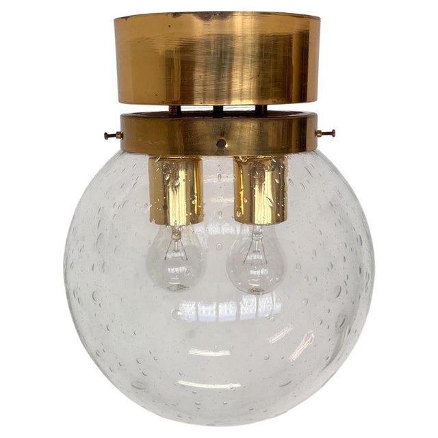 Art Glass and Brass Ceiling Light from Kamenicky Senov, 1970s For Sale - Image 10 of 10