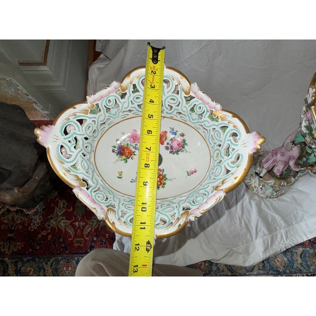 Monumental Pair of Meissen Rococo Figural Compotes With Applied Floral Garlands, Circa 1900 For Sale - Image 12 of 15