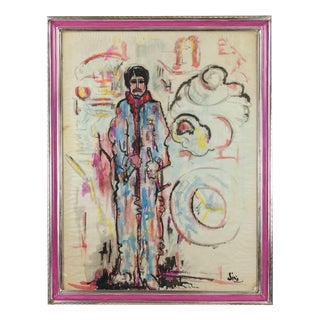 Sirio Pellegrini, Worker, Watercolor, 1960s For Sale