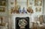 This is vintage whimsical Folk Art hand-painted tole fireplace screen featuring an charming bouquet of stylized garden...