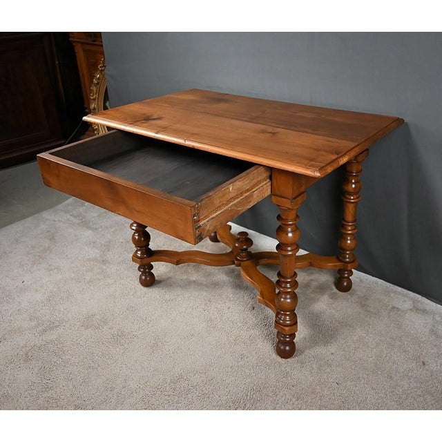 Wood Late 19th Century Louis Philippe Flat Walnut Desk For Sale - Image 7 of 18