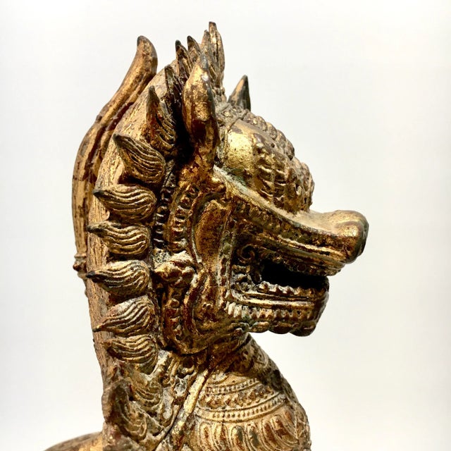 Early 20th Century Gilt Bronze Foo Dogs - a Pair For Sale - Image 5 of 12