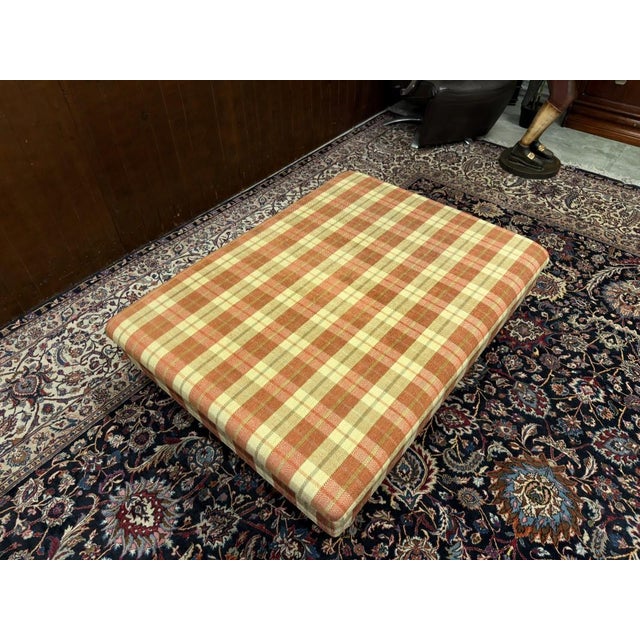Large English Upholstered Ottoman For Sale - Image 5 of 6